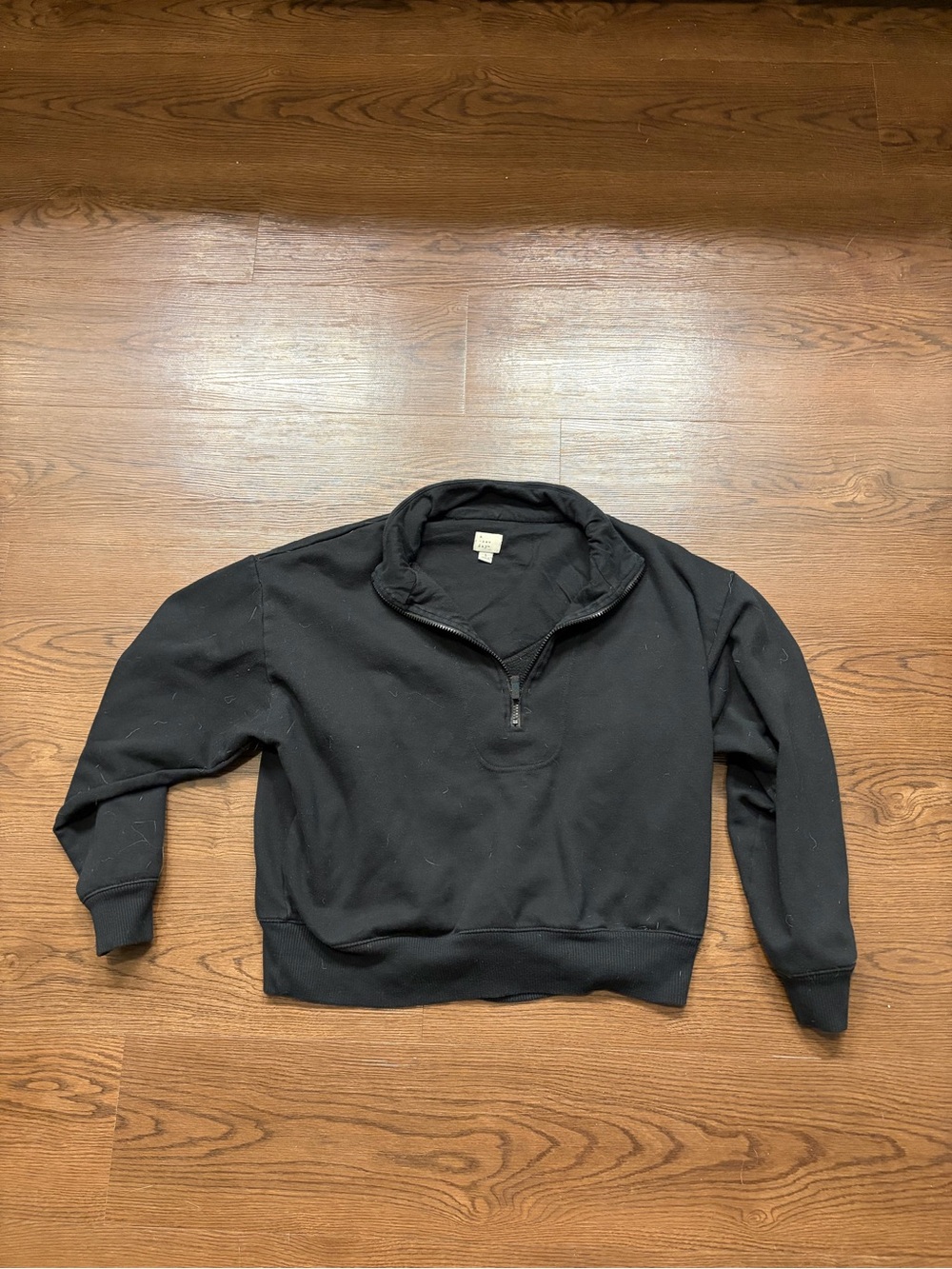 Black Quarter-Zip Pullover Sweatshirt